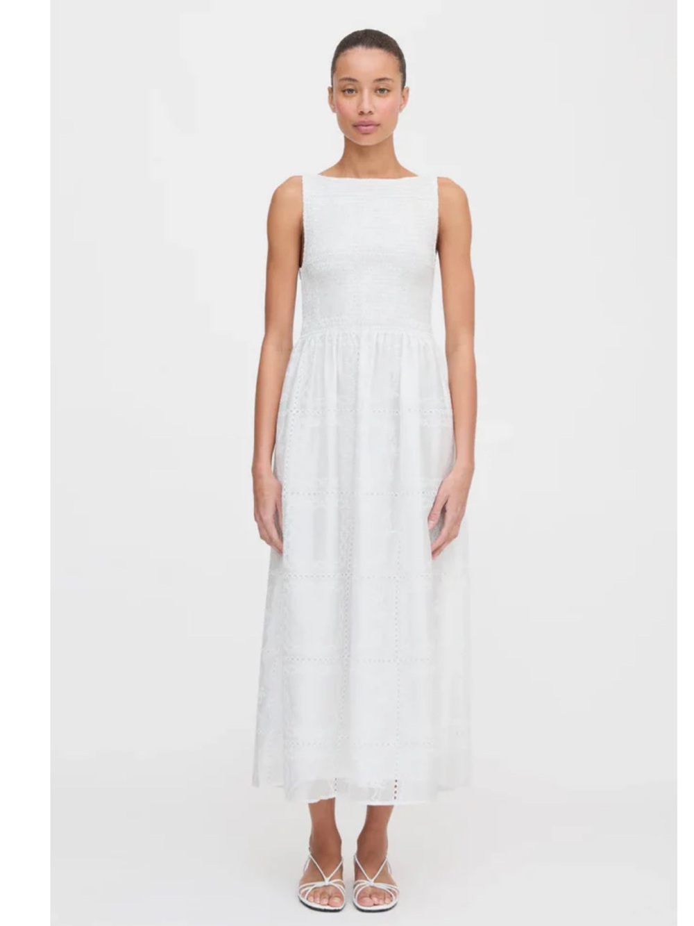 Hill House Home Cosmina Nap Dress White Patchwork Organza Medium NWT